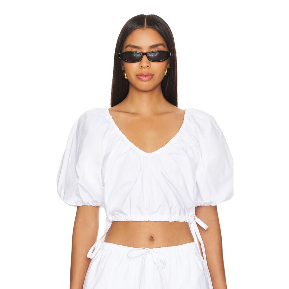 Tularosa Donna Top White Puff Sleeve Size Small New